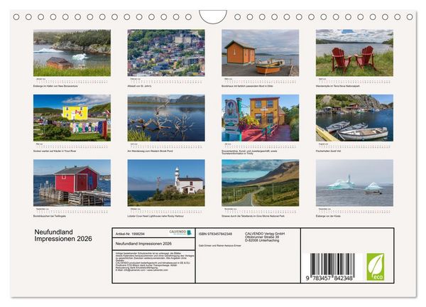 Produktbild: Neufundland Impressionen 2026 (Wandkalender 2026 DIN A4 quer), CALVENDO Monatskalender