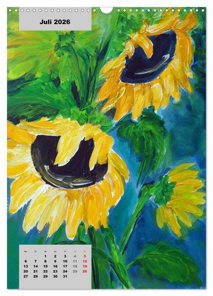 Produktbild: Blumen in Acryl (Wandkalender 2026 DIN A3 hoch), CALVENDO Monatskalender