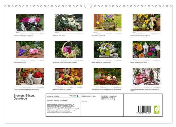 Produktbild: Blumen, Bl&uuml;ten, Dekoliebe (Wandkalender 2026 DIN A3 quer), CALVENDO Monatskalender