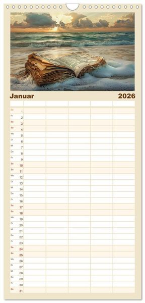 Produktbild: Familienplaner 2026 - Strandgut mit 5 Spalten (Wandkalender, 21 x 45 cm) CALVENDO