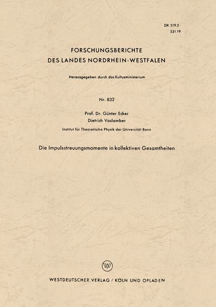 Produktbild: Die Impulsstreuungsmomente in kollektiven Gesamtheiten