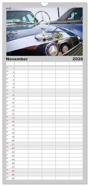 Produktbild: Familienplaner 2026 - Oldtimer: detailverliebt mit 5 Spalten (Wandkalender, 21 x 45 cm) CALVENDO