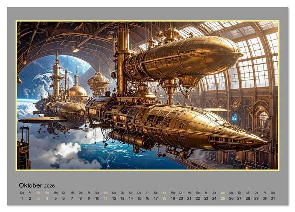 Produktbild: Steampunk-Raumfahrt (Wandkalender 2026 DIN A4 quer), CALVENDO Monatskalender