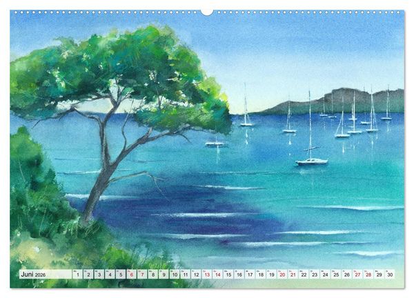 Produktbild: Frankreich Aquarelle (hochwertiger Premium Wandkalender 2026 DIN A2 quer), Kunstdruck in Hochglanz