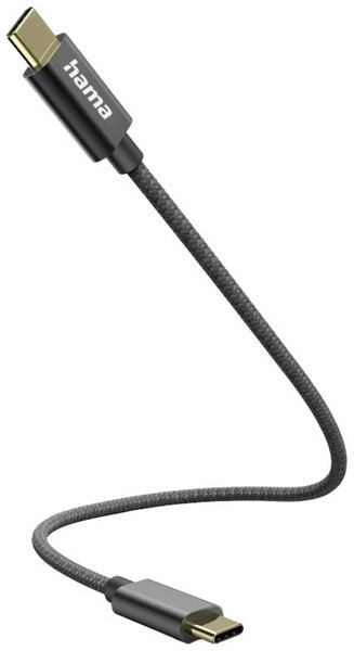 Produktbild: Hama USB-Ladekabel USB 2.0 USB-C&reg; Stecker, USB-C&reg; Stecker 0.20 m Schwarz 00201604