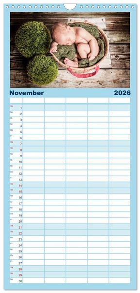 Produktbild: Familienplaner 2026 - Baby - s&uuml;&szlig;e Tr&auml;ume mit 5 Spalten (Wandkalender, 21 x 45 cm) CALVENDO