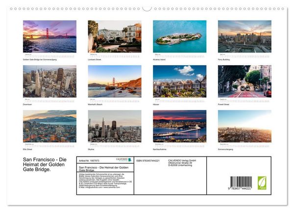Produktbild: San Francisco - Die Heimat der Golden Gate Bridge. (hochwertiger Premium Wandkalender 2026 DIN A2 quer), Kunstdruck in Hochglanz