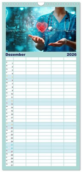 Produktbild: Familienplaner 2026 - Im Dienst der Gesundheit - Krankenpflege mit 5 Spalten (Wandkalender, 21 x 45 cm) CALVENDO