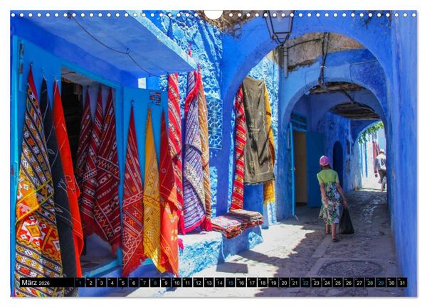 Produktbild: Chefchaouen - Sinfonie in Blau und Wei&szlig; (Wandkalender 2026 DIN A3 quer), CALVENDO Monatskalender