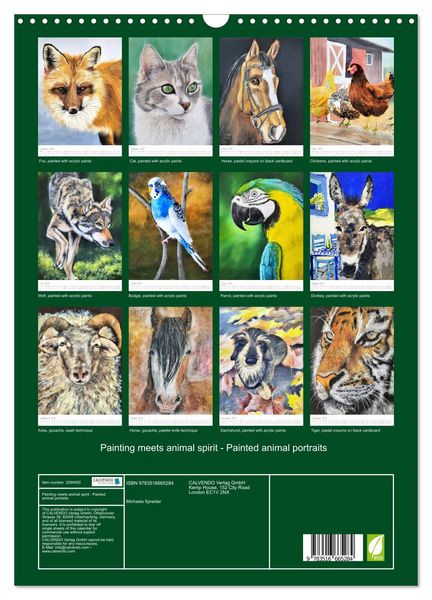 Produktbild: Painting meets animal spirit - Painted animal portraits (Wall Calendar 2026 DIN A3 portrait), CALVENDO 12 Month Wall Calendar