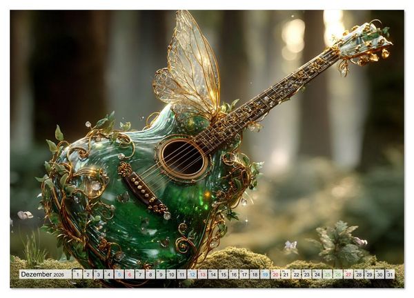 Produktbild: Saitenzauber &ndash; Gitarren im Bilderklang (Wandkalender 2026 DIN A4 quer), CALVENDO Monatskalender