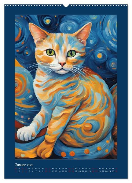 Produktbild: Katzen im Farbenspiel (hochwertiger Premium Wandkalender 2026 DIN A2 hoch), Kunstdruck in Hochglanz