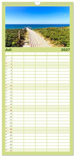 Produktbild: Familienplaner 2027 - SYLT D&uuml;nenwege mit 5 Spalten (Wandkalender, 21 x 45 cm) CALVENDO