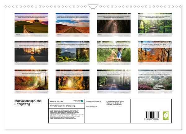Produktbild: Motivationsspr&uuml;che Erfolgsweg (Wandkalender 2026 DIN A3 quer), CALVENDO Monatskalender