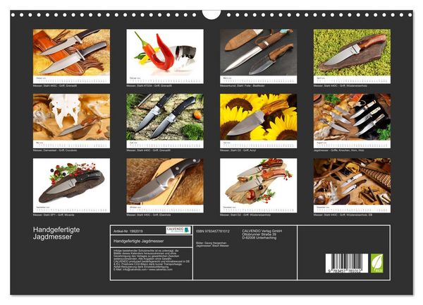 Produktbild: Handgefertigte Jagdmesser (Wandkalender 2026 DIN A3 quer), CALVENDO Monatskalender