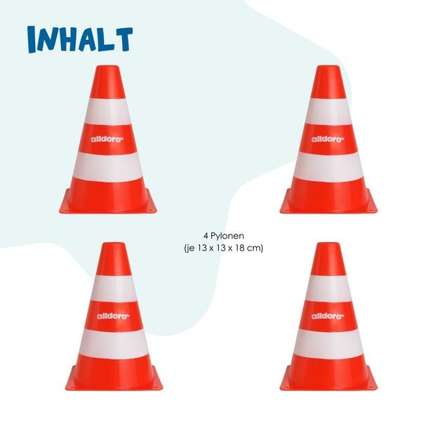 Produktbild: alldoro - Pylonen, 4er Set Leitkegel 18 cm