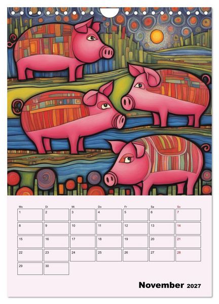 Produktbild: Farbenfrohe Tiermalerei (Wandkalender 2027 DIN A4 hoch), CALVENDO Monatskalender