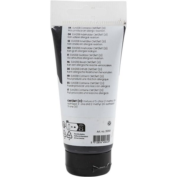 Produktbild: Creativ Company Acrylfarbe, Mattgl&auml;nzend, Deckend, Schwarz, 75 ml/ 1 Fl.