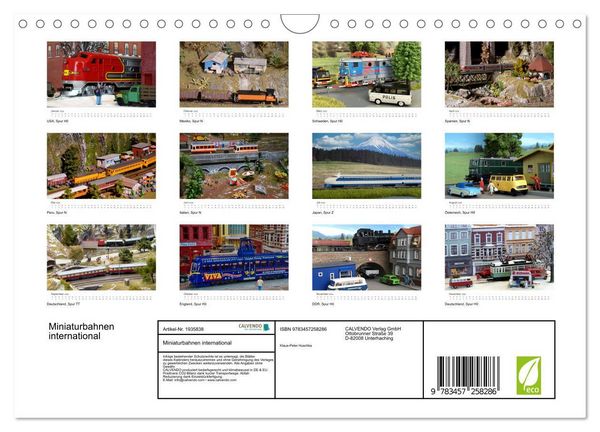 Produktbild: Miniaturbahnen international (Wandkalender 2026 DIN A4 quer), CALVENDO Monatskalender