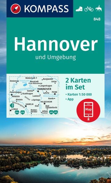 KOMPASS Wanderkarten-Set 848 Hannover und Umgebung (2 Karten) 1:50.000, Sonstige von , Kompass-Karten, 978-3-99121-563-9