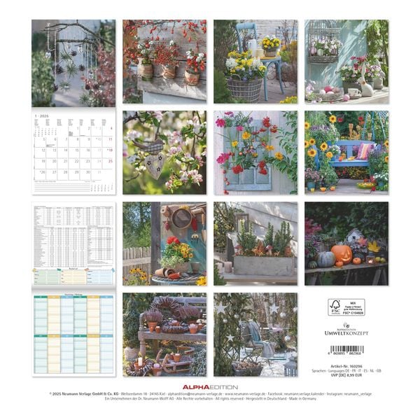 Produktbild: Gartendekor 2026 - Broschürenkalender 30x30 cm (30x60 geöffnet) - Kalender mit Platz für Notizen - Garten - Bildkalender - Gartenkalender