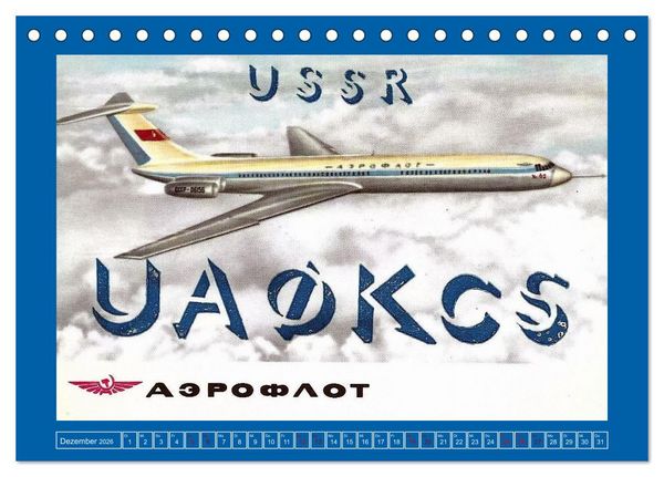 Produktbild: &Uuml;ber den Wolken - Flugzeuge des 20. Jahrhunderts auf Amateurfunkkarten (Tischkalender 2026 DIN A5 quer), CALVENDO Monatskalender