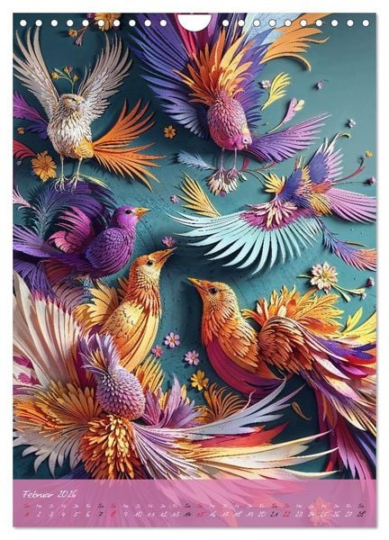 Produktbild: Papierv&ouml;gel - Digitale Kunst (Wandkalender 2026 DIN A4 hoch), CALVENDO Monatskalender