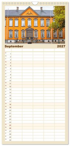Produktbild: Familienplaner 2027 - Norwegens K&uuml;stenst&auml;dte mit 5 Spalten (Wandkalender, 21 x 45 cm) CALVENDO