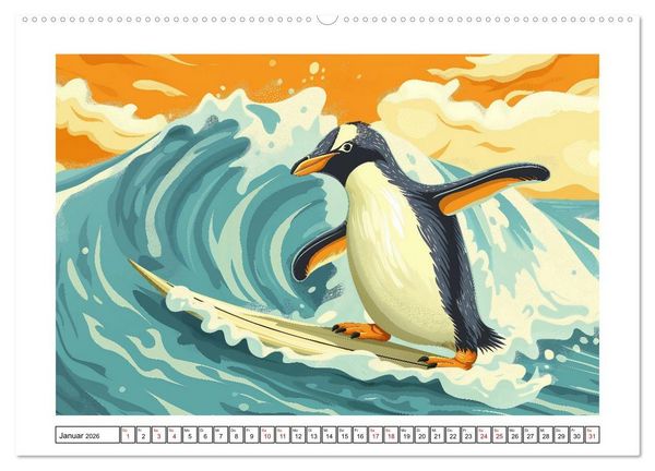 Produktbild: Tierische Olympioniken &ndash; Ein farbenfroher KI-Kalender (Wandkalender 2026 DIN A2 quer), CALVENDO Monatskalender