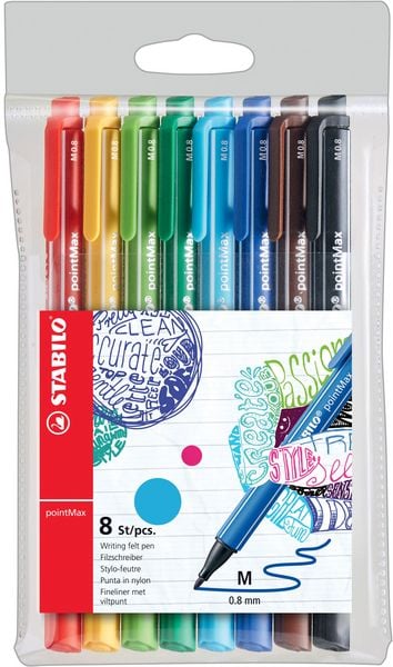 Produktbild: STABILO Filzschreiber -   pointMax - 8er Pack - mit 8 verschiedenen Farben