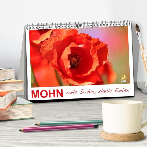 Produktbild: Mohn, zarte Bl&uuml;ten, starke Farben (Tischkalender 2026 DIN A5 quer), CALVENDO Monatskalender