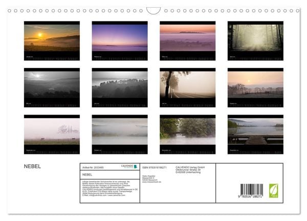 Produktbild: NEBEL (Wandkalender 2026 DIN A3 quer), CALVENDO Monatskalender
