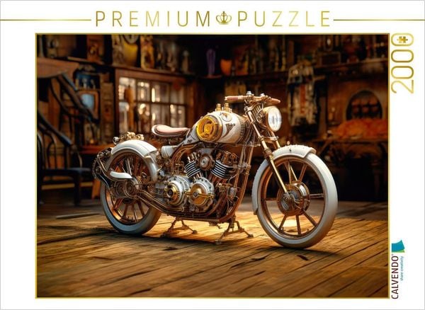 CALVENDO Puzzle Weißes Motorrad | 2000 Teile Lege-Größe 90x67cm Foto-Puzzle für glückliche Stunden