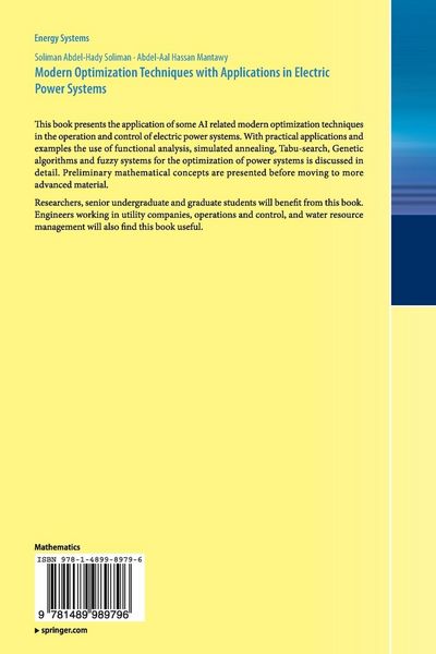 Produktbild: Modern Optimization Techniques with Applications in Electric Power Systems