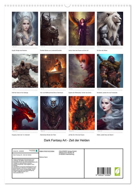Produktbild: Dark Fantasy Art - Zeit der Helden (hochwertiger Premium Wandkalender 2026 DIN A2 hoch), Kunstdruck in Hochglanz