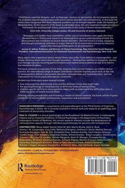 Produktbild: Metacognition and Severe Adult Mental Disorders