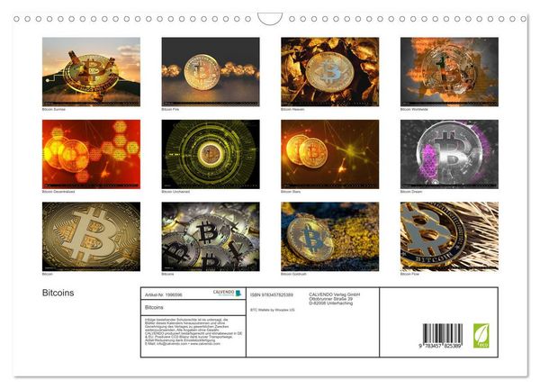 Produktbild: Bitcoins (Wandkalender 2026 DIN A3 quer), CALVENDO Monatskalender
