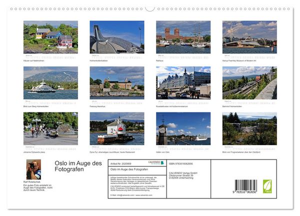 Produktbild: Oslo im Auge des Fotografen (hochwertiger Premium Wandkalender 2026 DIN A2 quer), Kunstdruck in Hochglanz