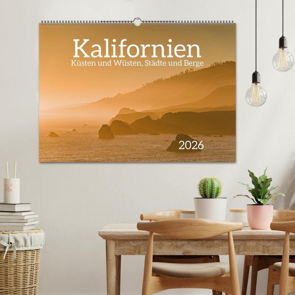 Produktbild: Kalifornien - K&uuml;sten und W&uuml;sten, St&auml;dte und Berge (Wandkalender 2026 DIN A2 quer), CALVENDO Monatskalender
