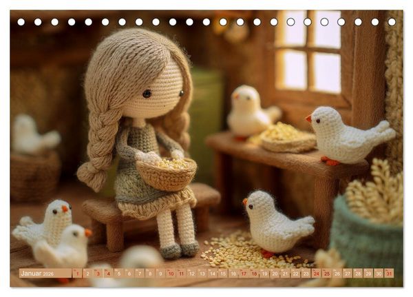 Produktbild: Amigurumi M&auml;rchenstunde nach den Gebr&uuml;dern Grimm (Tischkalender 2026 DIN A5 quer), CALVENDO Monatskalender