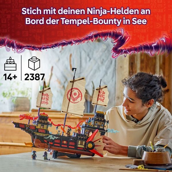 Produktbild: LEGO NINJAGO Der Tempel-Flugsegler - Set mit Spielzeug Schiff - 71848
