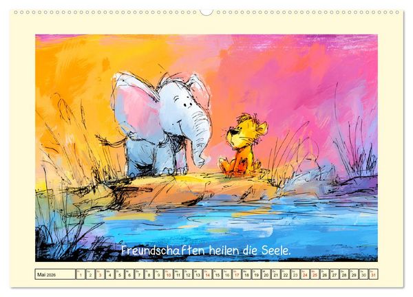 Produktbild: R&uuml;ssel und Herz. Zauberhafte Elefantenmomente und Weisheiten (Wandkalender 2026 DIN A2 quer), CALVENDO Monatskalender