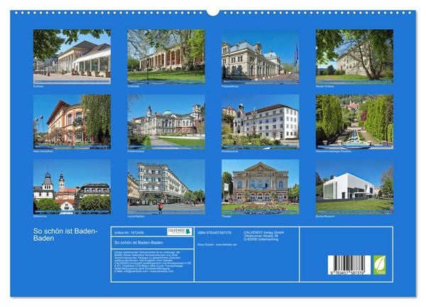 Produktbild: So sch&ouml;n ist Baden-Baden (hochwertiger Premium Wandkalender 2026 DIN A2 quer), Kunstdruck in Hochglanz