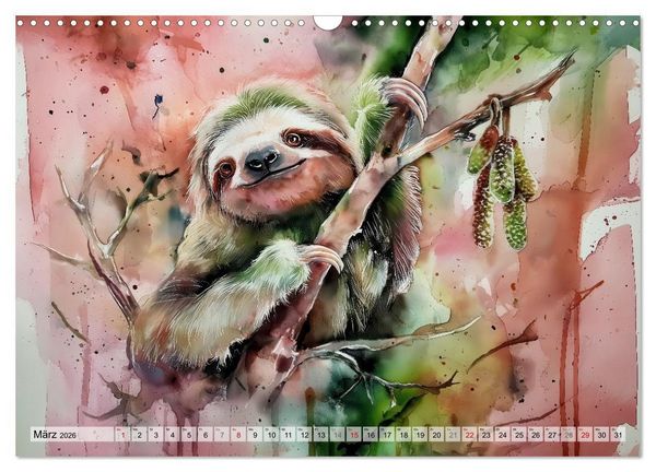 Produktbild: Faultiere, ein Leben in Zeitlupe (Wandkalender 2026 DIN A3 quer), CALVENDO Monatskalender