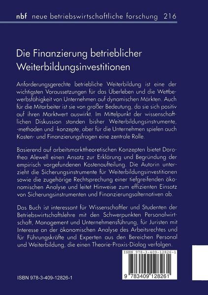 Produktbild: Die Finanzierung betrieblicher Weiterbildungsinvestitionen