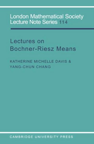 Produktbild: Lectures on Bochner-Riesz Means