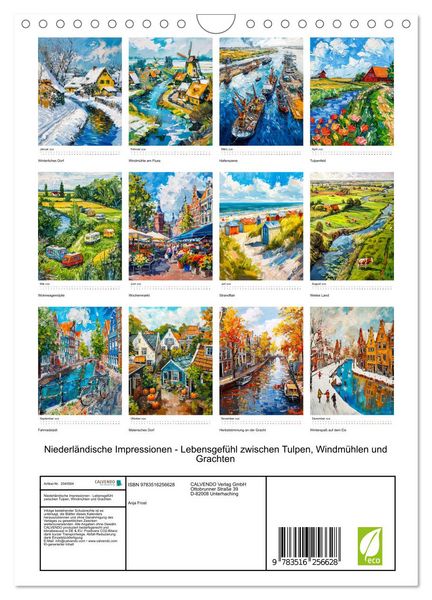 Produktbild: Niederl&auml;ndische Impressionen - Lebensgef&uuml;hl zwischen Tulpen, Windm&uuml;hlen und Grachten (Wandkalender 2026 DIN A4 hoch), CALVENDO Monatskalender
