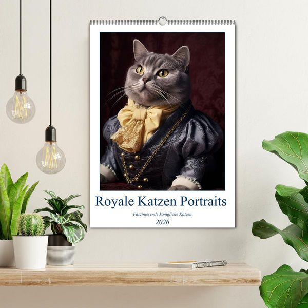 Produktbild: Royale Katzen Portraits (Wandkalender 2026 DIN A2 hoch), CALVENDO Monatskalender