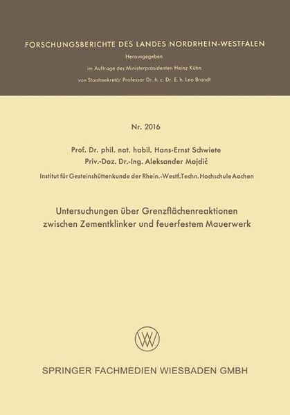 Produktbild: Untersuchungen &uuml;ber Grenzfl&auml;chenreaktionen zwischen Zementklinker und feuerfestem Mauerwerk
