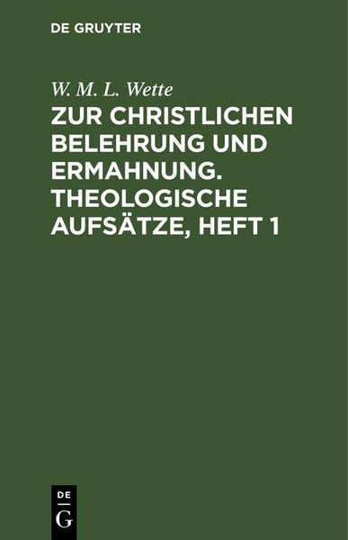Produktbild: Zur christlichen Belehrung und Ermahnung. Theologische Aufs&auml;tze, Heft 1